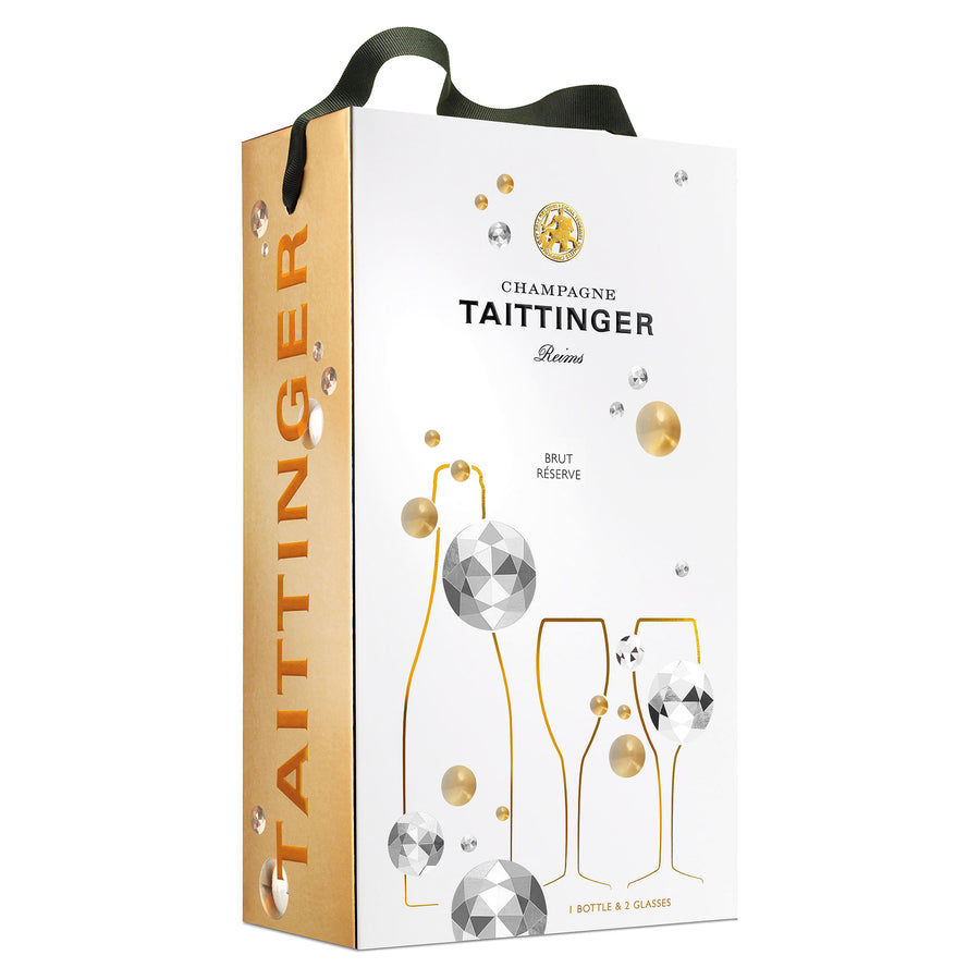 Taittinger Brut Réserve in Geschenkbox mit 2 Gläsern